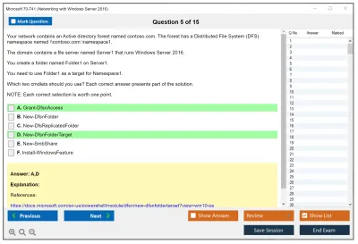 Microsoft 70-741 Networking with Windows Server 2016 Practice test exam simulator test engine exam Prep practice test questions answers Image 5