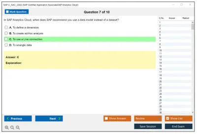 SAP C_SAC_2302 SAP Certified Application AssociateSAP Analytics Cloud Practice test exam simulator test engine exam Prep practice test questions answers Image 7