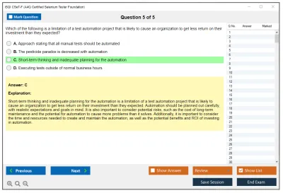 iSQI CSeT-F A4Q Certified Selenium Tester Foundation Practice test exam simulator test engine exam Prep practice test questions answers Image 5