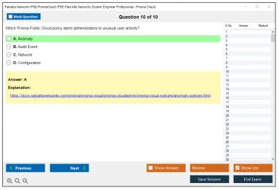 Palo Alto Networks PSE-PrismaCloud PSE Palo Alto Networks System Engineer Professional - Prisma Cloud Practice test exam simulator test engine exam Prep practice test questions answers Image 10