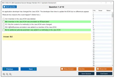 IBM C1000-010 IBM Operational Decision Manager Standard V8.9.1 Application Development Practice test exam simulator test engine exam Prep practice test questions answers Image 1