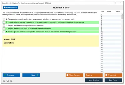 Cisco 810-440 Adopting The Cisco Business Architecture Approach (DTBAA) Practice test exam simulator test engine exam Prep practice test questions answers Image 4
