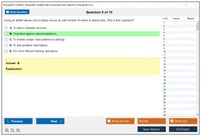 MongoDB C100DBA MongoDB Certified DBA Associate Exam (Based on MongoDB 4.4) Practice test exam simulator test engine exam Prep practice test questions answers Image 9