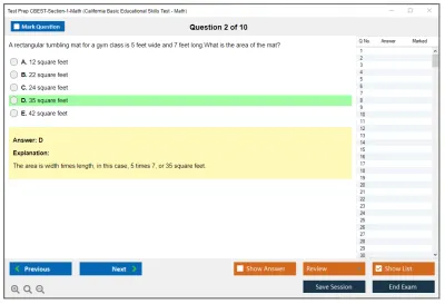 Test Prep CBEST-Section-1-Math California Basic Educational Skills Test - Math Practice test exam simulator test engine exam Prep practice test questions answers Image 2