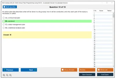 SAS Institute A00-281 SAS Clinical Trials Programming Using SAS 9 - Accelerated Version 9 Accelerated Version Practice test exam simulator test engine exam Prep practice test questions answers Image 10