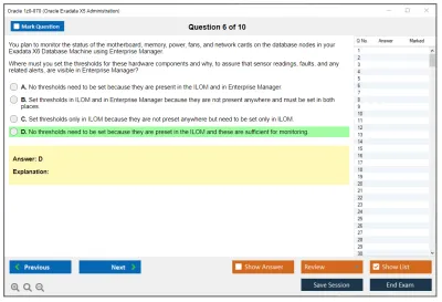 Oracle 1z0-070 Oracle Exadata X5 Administration Practice test exam simulator test engine exam Prep practice test questions answers Image 6
