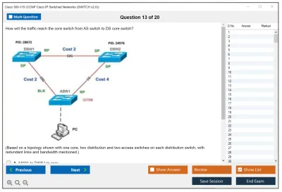 Cisco 300-115 CCNP Cisco IP Switched Networks (SWITCH v2.0) Practice test exam simulator test engine exam Prep practice test questions answers Image 13