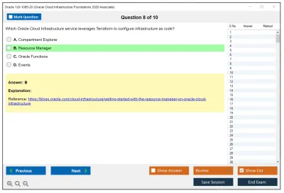 Oracle 1z0-1085-20 Oracle Cloud Infrastructure Foundations 2020 Associate Practice test exam simulator test engine exam Prep practice test questions answers Image 8