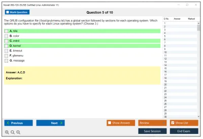 Novell 050-720 SUSE Certified Linux Administrator 11 Practice test exam simulator test engine exam Prep practice test questions answers Image 5