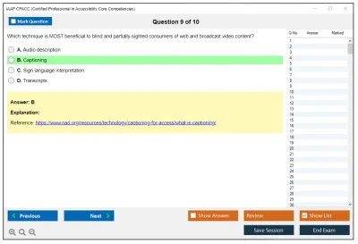 IAAP CPACC Certified Professional in Accessibility Core Competencies Practice test exam simulator test engine exam Prep practice test questions answers Image 9