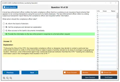 ACAMS CAMS Certified Anti-Money Laundering Specialist (6th Edition) Practice test exam simulator test engine exam Prep practice test questions answers Image 16