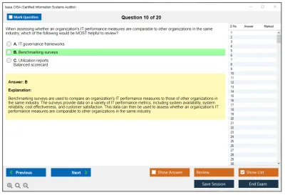 Isaca CISA Certified Information Systems Auditor Practice test exam simulator test engine exam Prep practice test questions answers Image 10
