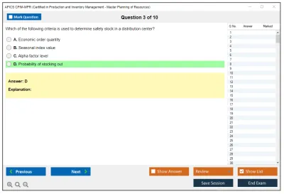 APICS CPIM-MPR Certified in Production and Inventory Management - Master Planning of Resources Practice test exam simulator test engine exam Prep practice test questions answers Image 3