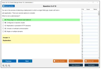 Oracle 1z0-133 Oracle WebLogic Server 12c: Administration I Practice test exam simulator test engine exam Prep practice test questions answers Image 9
