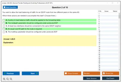 Juniper JN0-663 Service Provider Routing and Switching Professional (JNCIP-SP) Practice test exam simulator test engine exam Prep practice test questions answers Image 2
