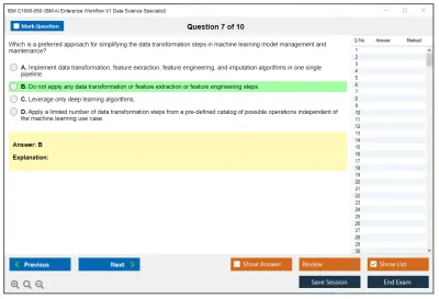 IBM C1000-059 IBM AI Enterprise Workflow V1 Data Science Specialist Practice test exam simulator test engine exam Prep practice test questions answers Image 7