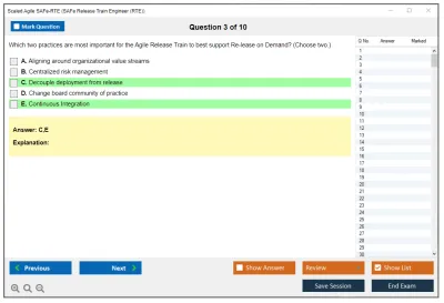 Scaled Agile SAFe-RTE SAFe Release Train Engineer (RTE) Practice test exam simulator test engine exam Prep practice test questions answers Image 3