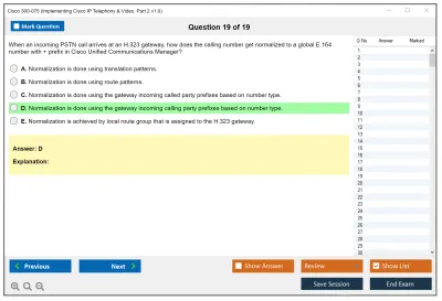 Cisco 300-075 Implementing Cisco IP Telephony &amp; Video, Part 2 v1.0 Practice test exam simulator test engine exam Prep practice test questions answers Image 19