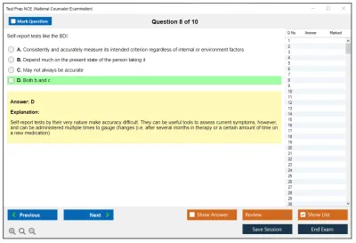 Test Prep NCE National Counselor Examination Practice test exam simulator test engine exam Prep practice test questions answers Image 8