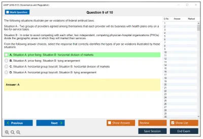 AHIP AHM-510 Governance and Regulation Practice test exam simulator test engine exam Prep practice test questions answers Image 9