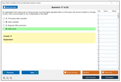 Isaca CRISC Certified in Risk and Information Systems Control Practice test exam simulator test engine exam Prep practice test questions answers Image 17