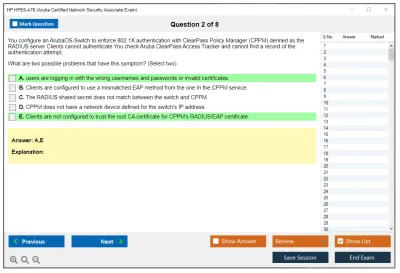 HP HPE6-A78 Aruba Certified Network Security Associate Exam Practice test exam simulator test engine exam Prep practice test questions answers Image 2