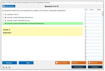 Oracle 1z0-1062-21 Oracle Incentive Compensation Cloud 2021 Implementation Essentials Practice test exam simulator test engine exam Prep practice test questions answers Image 6
