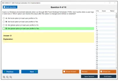 IBM C9560-517 IBM Workload Automation V9.2 Implementation Practice test exam simulator test engine exam Prep practice test questions answers Image 6
