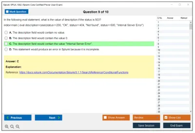 Splunk SPLK-1002 Splunk Core Certified Power User Exam Practice test exam simulator test engine exam Prep practice test questions answers Image 9