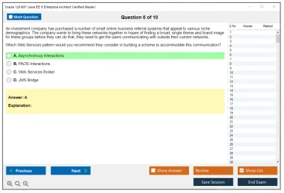 Oracle 1z0-807 Java EE 6 Enterprise Architect Certified Master Practice test exam simulator test engine exam Prep practice test questions answers Image 6