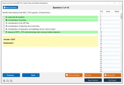 Oracle 1z0-238 Oracle EBS R12: Install, Patch and Maintain Applications Practice test exam simulator test engine exam Prep practice test questions answers Image 3