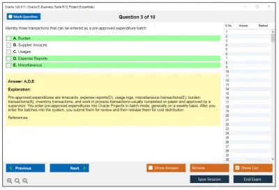 Oracle 1z0-511 Oracle E-Business Suite R12 Project Essentials Practice test exam simulator test engine exam Prep practice test questions answers Image 3