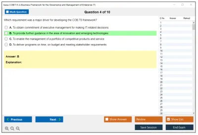 Isaca COBIT-5 A Business Framework for the Governance and Management of Enterprise IT Practice test exam simulator test engine exam Prep practice test questions answers Image 4