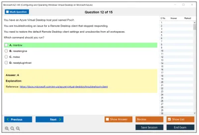 Microsoft AZ-140 Configuring and Operating Windows Virtual Desktop on Microsoft Azure Practice test exam simulator test engine exam Prep practice test questions answers Image 12
