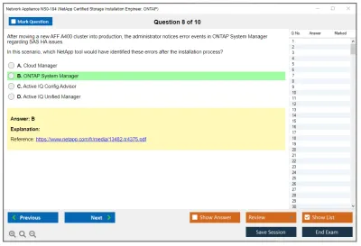 Network Appliance NS0-184 NetApp Certified Storage Installation Engineer - ONTAP Practice test exam simulator test engine exam Prep practice test questions answers Image 8