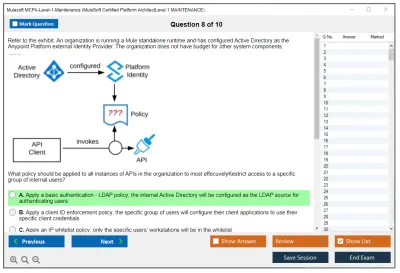 Mulesoft MCPA-Level-1-Maintenance MuleSoft Certified Platform Architect - Level 1 MAINTENANCE Practice test exam simulator test engine exam Prep practice test questions answers Image 8