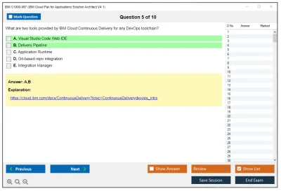 IBM C1000-087 IBM Cloud Pak for Applications Solution Architect V4.1 Practice test exam simulator test engine exam Prep practice test questions answers Image 5