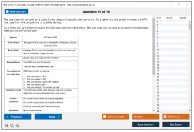 iSQI CTAL-TA_Syll2012 ISTQB Certified Tester Advanced Level - Test Analyst [Syllabus 2012] Practice test exam simulator test engine exam Prep practice test questions answers Image 10