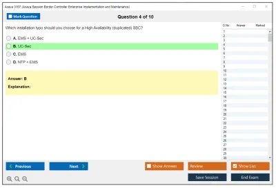 Avaya 3107 Avaya Session Border Controller Enterprise Implementation and Maintenance Practice test exam simulator test engine exam Prep practice test questions answers Image 4