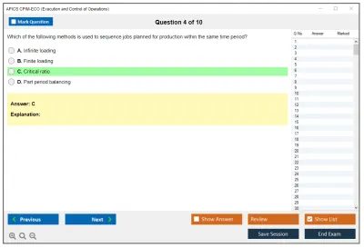 APICS CPIM-ECO Execution and Control of Operations Practice test exam simulator test engine exam Prep practice test questions answers Image 4