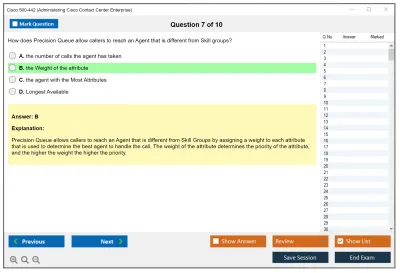 Cisco 500-442 Administering Cisco Contact Center Enterprise (CCEA) Practice test exam simulator test engine exam Prep practice test questions answers Image 7