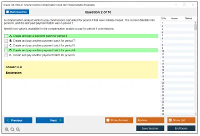 Oracle 1z0-1062-21 Oracle Incentive Compensation Cloud 2021 Implementation Essentials Practice test exam simulator test engine exam Prep practice test questions answers Image 2