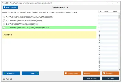 Avaya 3313 Avaya Aura® Contact Center Maintenance and Troubleshooting Exam Practice test exam simulator test engine exam Prep practice test questions answers Image 6