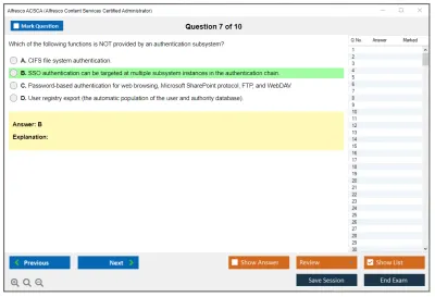 Alfresco ACSCA Alfresco Content Services Certified Administrator Practice test exam simulator test engine exam Prep practice test questions answers Image 7