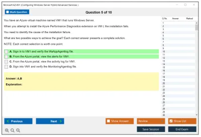 Microsoft AZ-801 Configuring Windows Server Hybrid Advanced Services Practice test exam simulator test engine exam Prep practice test questions answers Image 5