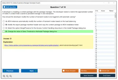 Adobe AD0-E116 Adobe Experience Manager Developer Expert Practice test exam simulator test engine exam Prep practice test questions answers Image 7