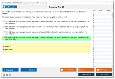 SAP C_ARSOR_2302 SAP Certified Application AssociateSAP Ariba Sourcing Practice test exam simulator test engine exam Prep practice test questions answers Image 7