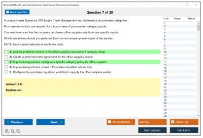 Microsoft MB-330 Microsoft Dynamics 365 Supply Chain Management Practice test exam simulator test engine exam Prep practice test questions answers Image 7