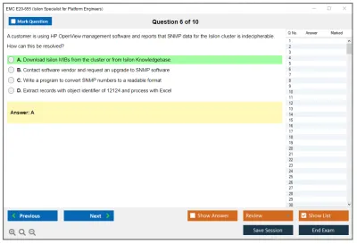 EMC E20-655 Isilon Specialist for Platform Engineers Practice test exam simulator test engine exam Prep practice test questions answers Image 6