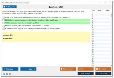 ABA CTFA Certified Trust and Financial Advisor Practice test exam simulator test engine exam Prep practice test questions answers Image 4